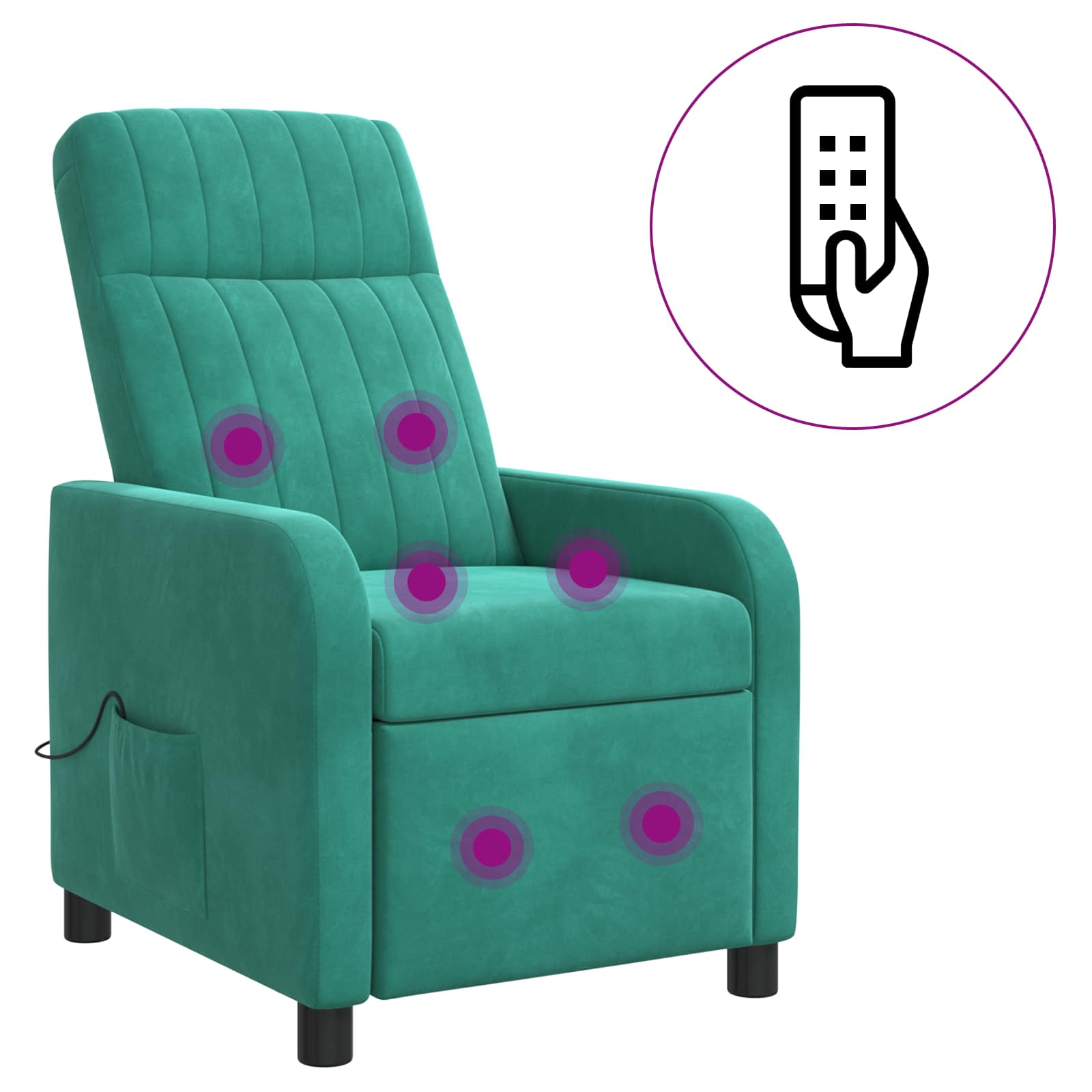 vidaXL Massage Recliner Turquoise fluweel
