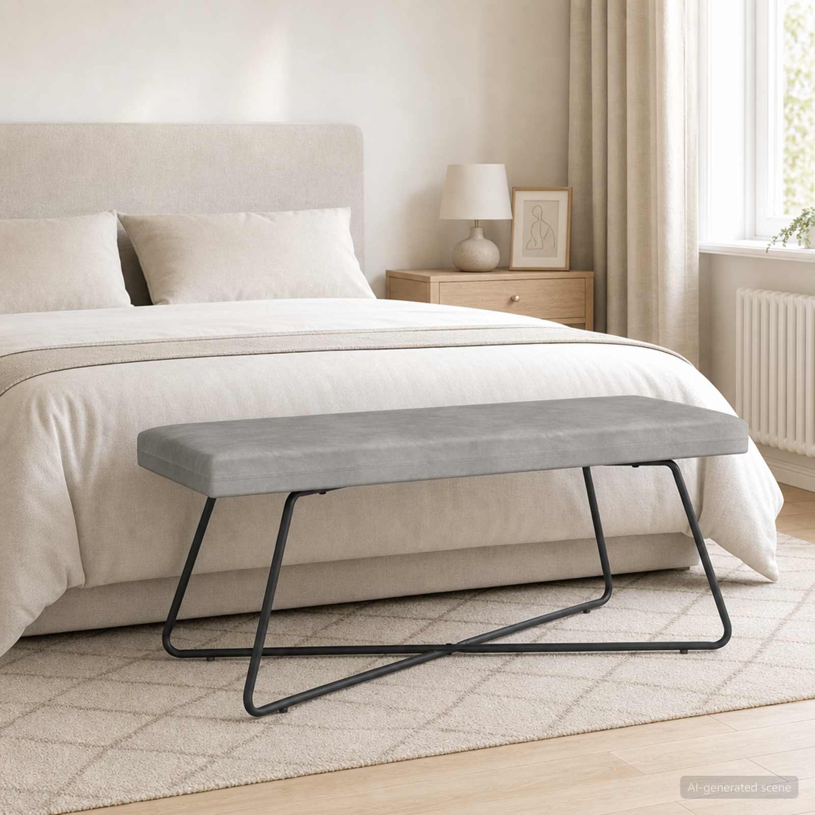 vidaXL bancă Gri deschis 110 x 40 x 45 cm Catifea