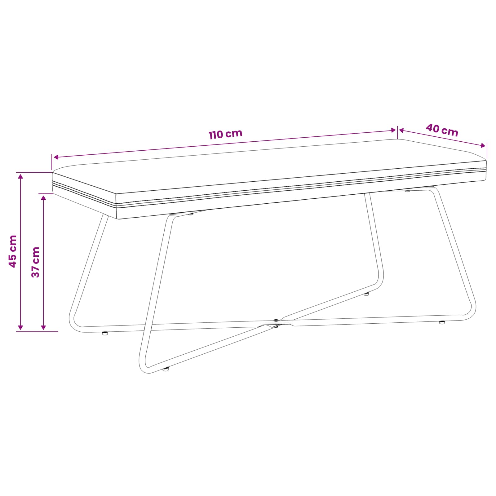 παγκάκι Κόκκινο 110 x 40 x 45 cm Βελούδο - Image 9