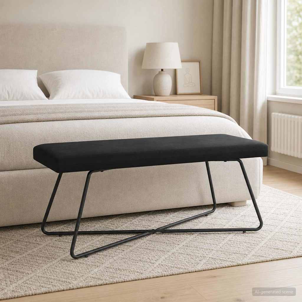 vidaXL bancă Negru 110 x 40 x 45 cm Catifea
