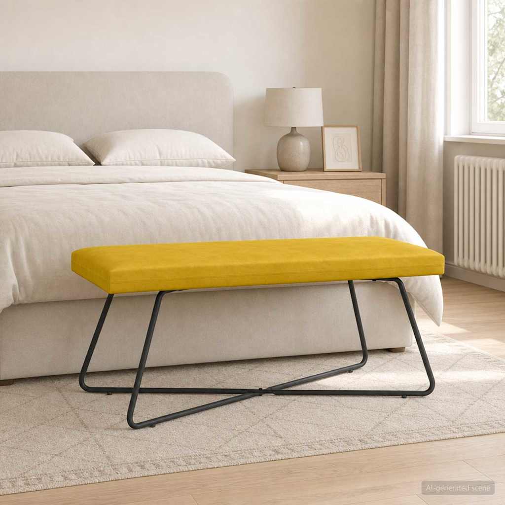 παγκάκι Κίτρινο 110 x 40 x 45 cm Βελούδο - Image 3