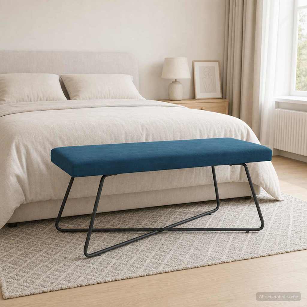παγκάκι Μπλε 110 x 40 x 45 cm Βελούδο - Image 3