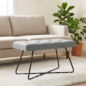 Lavice s knoflíkovým prošíváním Světle šedá 80 x 40 x 46 cm - obrázek 4