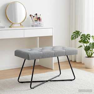 Lavice s knoflíkovým prošíváním Světle šedá 80 x 40 x 46 cm - obrázek 3