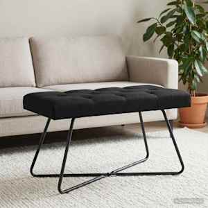Lavice s knoflíkovým prošíváním Černá 80 x 40 x 46 cm Textil - obrázek 3