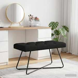 Lavice s knoflíkovým prošíváním Černá 80 x 40 x 46 cm Textil - obrázek 4