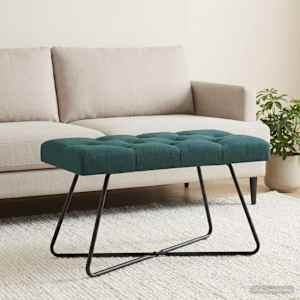 Lavice s knoflíkovým prošíváním Tmavě zelená 80 x 40 x 46 cm - obrázek 3