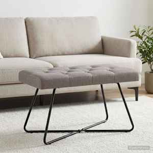 Lavice s knoflíkovým prošíváním Taupe 80 x 40 x 46 cm Textil - obrázek 3