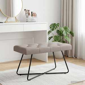 Lavice s knoflíkovým prošíváním Taupe 80 x 40 x 46 cm Textil - obrázek 1