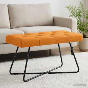 Lavice s knoflíkovým prošíváním Tmavě žlutá 80 x 40 x 46 cm - obrázek 4