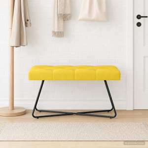 Lavice s knoflíkovým prošíváním Světlá žlutá 80 x 40 x 46 cm - obrázek 3