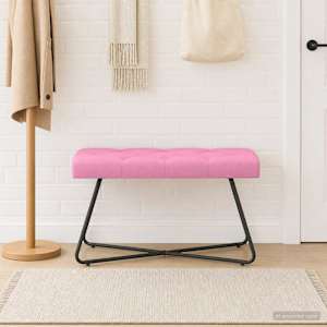 Lavice s knoflíkovým prošíváním Růžová 80 x 40 x 46 cm Textil - obrázek 1