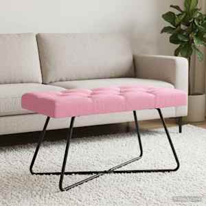 Lavice s knoflíkovým prošíváním Růžová 80 x 40 x 46 cm Textil - obrázek 3