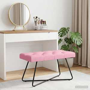 Lavice s knoflíkovým prošíváním Růžová 80 x 40 x 46 cm Textil - obrázek 4