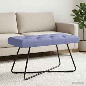 Lavice s knoflíkovým prošíváním Modrá džínovina 80 x 40 x 46 cm - obrázek 3