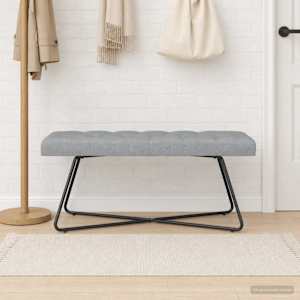 Lavice s knoflíkovým prošíváním Světle šedá 110 x 40 x 46 cm - obrázek 3