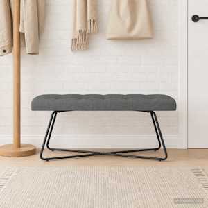 Lavice s knoflíkovým prošíváním Tmavě šedá 110 x 40 x 46 cm - obrázek 3