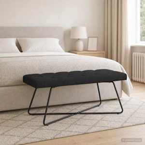 Lavice s knoflíkovým prošíváním Černá 110 x 40 x 46 cm Textil - obrázek 3