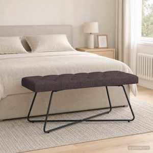 Lavice s knoflíkovým prošíváním Tmavě hnědá 110 x 40 x 46 cm - obrázek 4