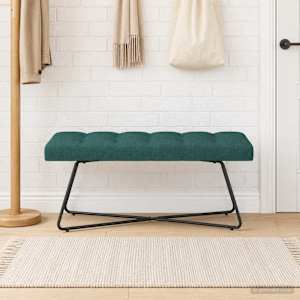 Lavice s knoflíkovým prošíváním Tmavě zelená 110 x 40 x 46 cm - obrázek 1