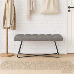 Lavice s knoflíkovým prošíváním Taupe 110 x 40 x 46 cm Textil - obrázek 3