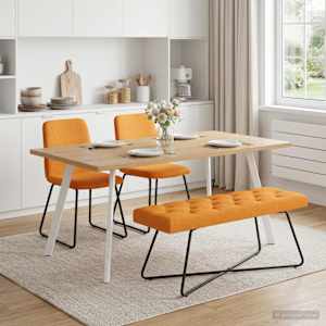 Lavice s knoflíkovým prošíváním Tmavě žlutá 110 x 40 x 46 cm - obrázek 4