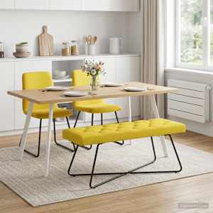 Lavice s knoflíkovým prošíváním Světlá žlutá 110 x 40 x 46 cm - obrázek 1
