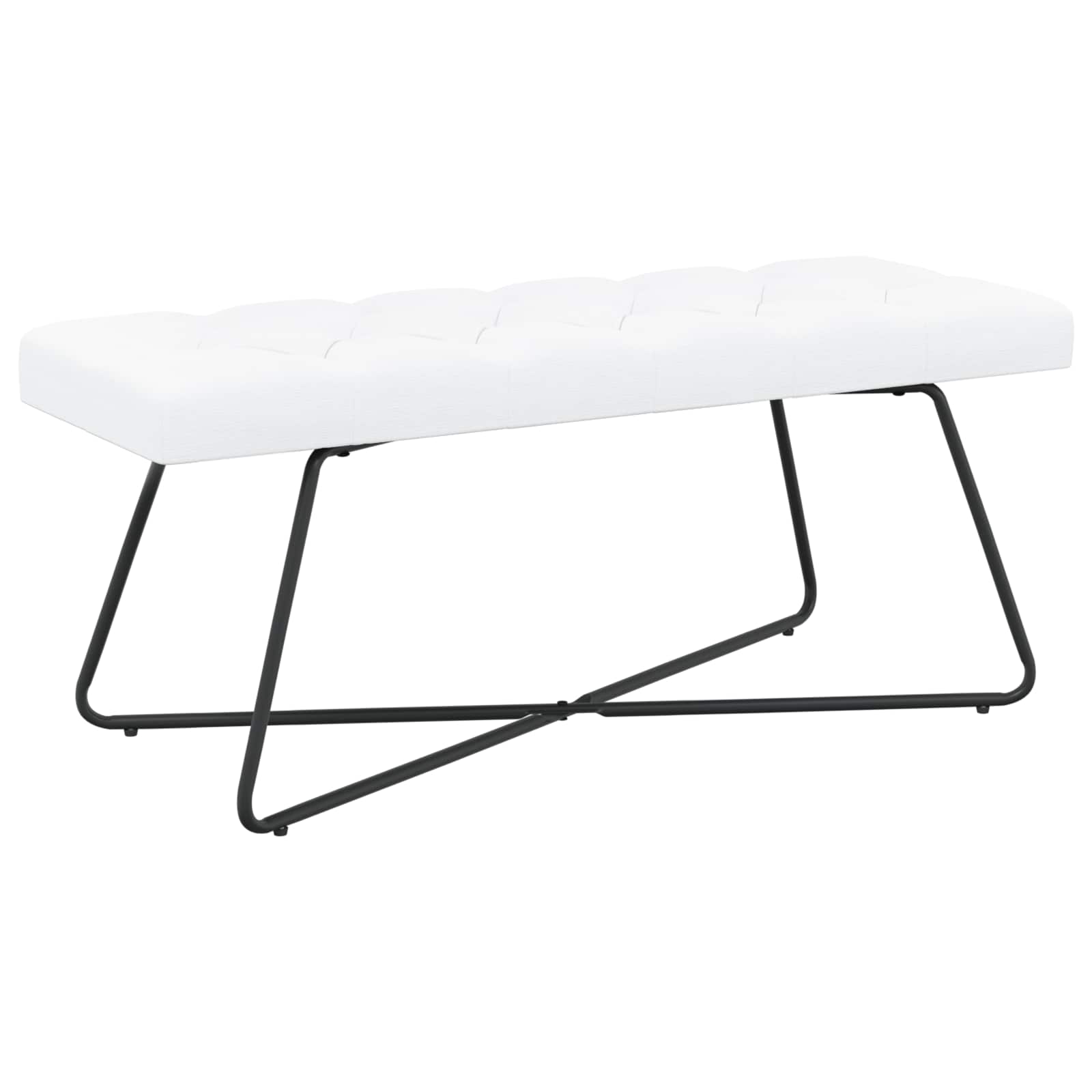 vidaXL Bancă cu butoane capitonate Alb 110 x 40 x 46 cm Țesătură