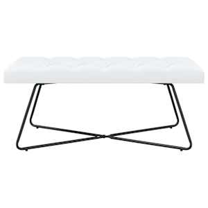 Lavice s knoflíkovým prošíváním Bílá 110 x 40 x 46 cm Textil - obrázek 5