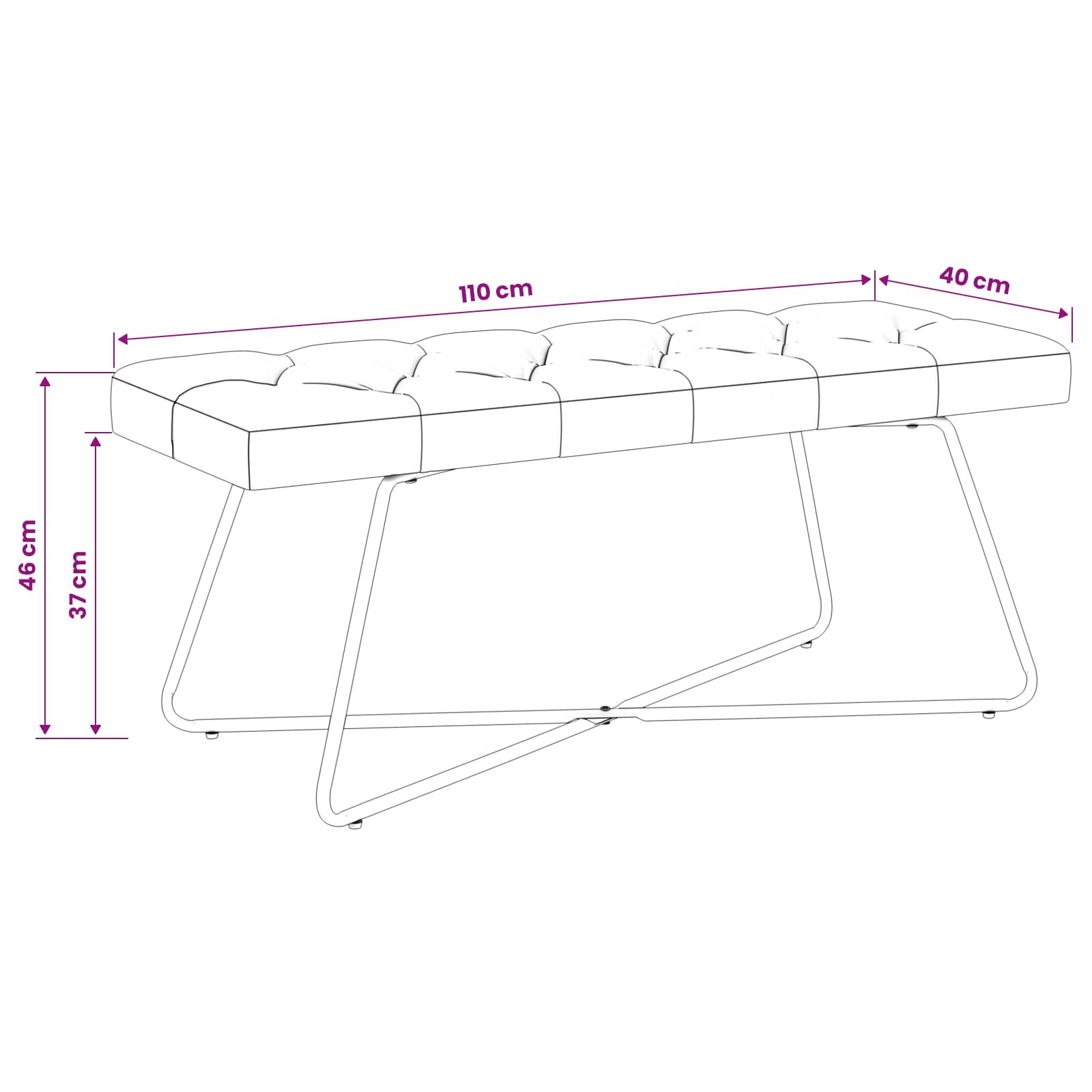 Πάγκος με κουμπωτές επιφάνειες Λευκό 110 x 40 x 46 cm Ύφασμα - Image 9
