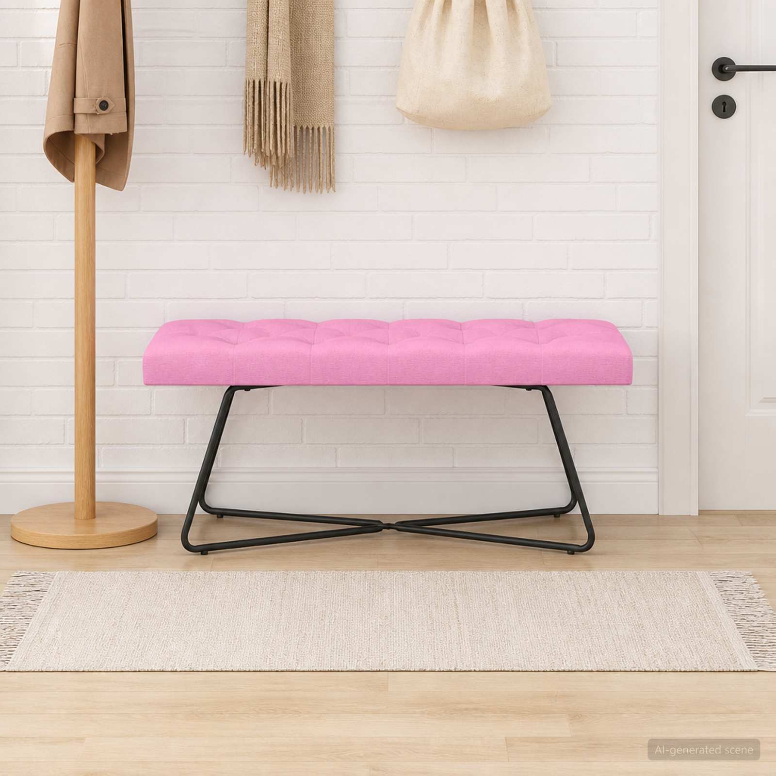Πάγκος με κουμπωτές επιφάνειες Ροζ 110 x 40 x 46 cm Ύφασμα