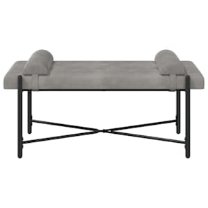 Lavice s knoflíky a polštáři Světle šedá 110 x 40 x 46 cm Samet - obrázek 6