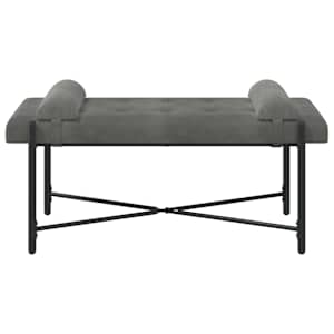 Lavice s knoflíky a polštáři Tmavě šedá 110 x 40 x 46 cm Samet - obrázek 6