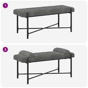 Lavice s knoflíky a polštáři Tmavě šedá 110 x 40 x 46 cm Samet - obrázek 9
