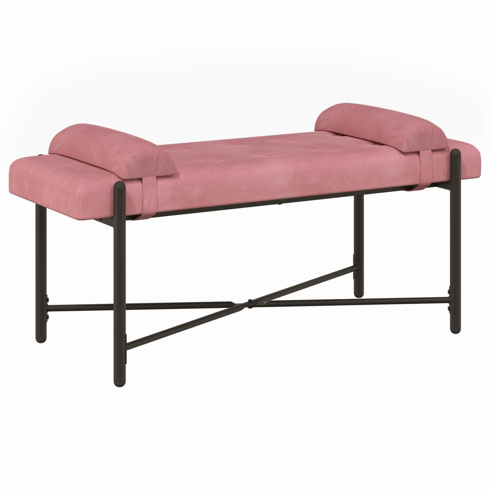 vidaXL Bancă cu butoane și perne cu pernă Roz 110 x 40 x 46 cm Catifea