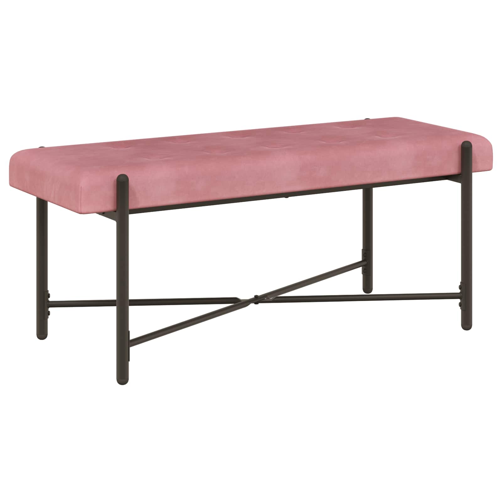 Παγκάκι με κουμπιά και μαξιλάρια Ροζ 110 x 40 x 46 cm Βελούδο - Image 5