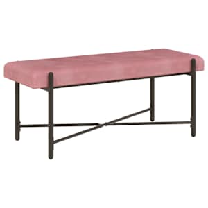 Lavice s knoflíky a polštáři Růžová 110 x 40 x 46 cm Samet - obrázek 5