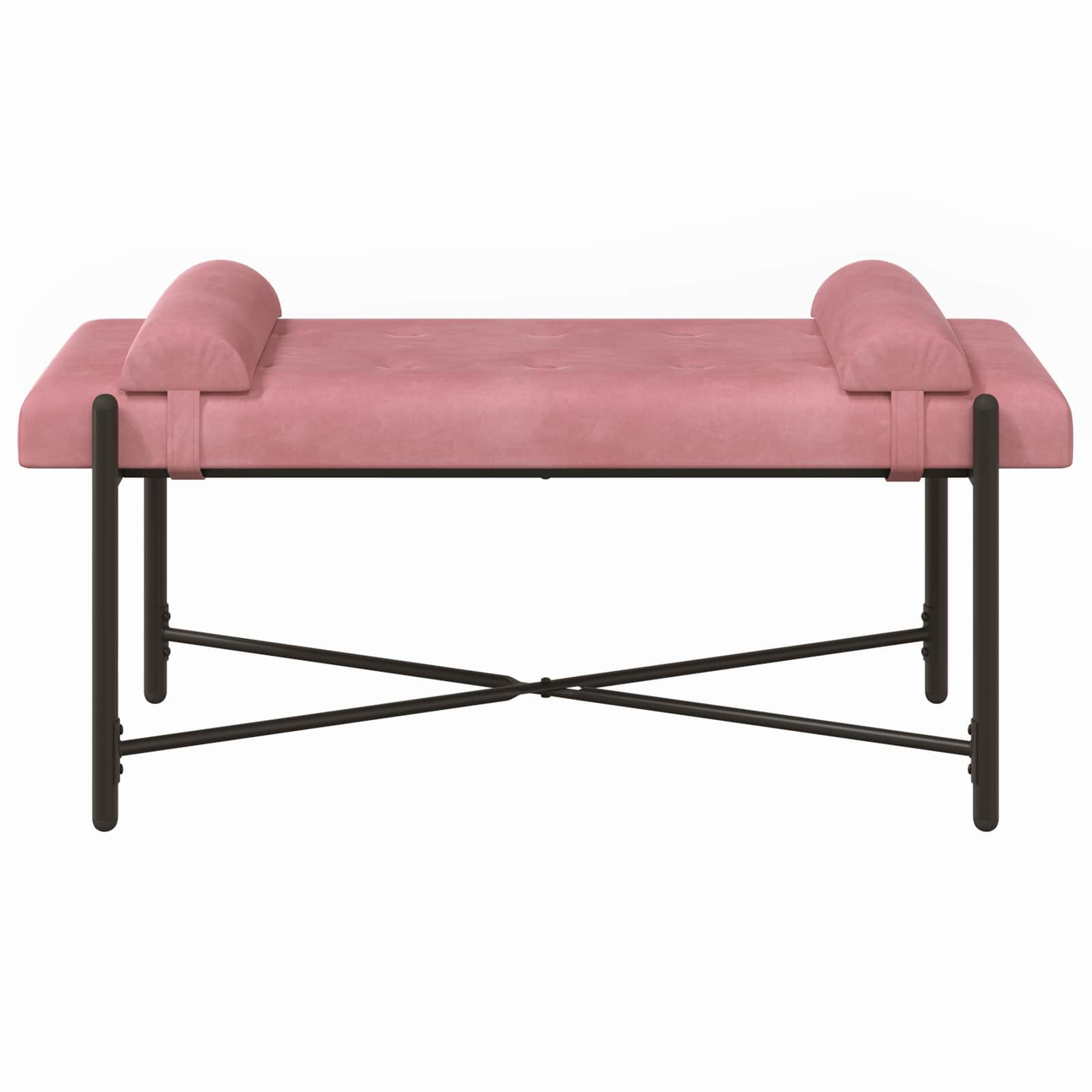 Παγκάκι με κουμπιά και μαξιλάρια Ροζ 110 x 40 x 46 cm Βελούδο - Image 6