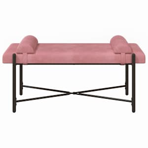 Lavice s knoflíky a polštáři Růžová 110 x 40 x 46 cm Samet - obrázek 6