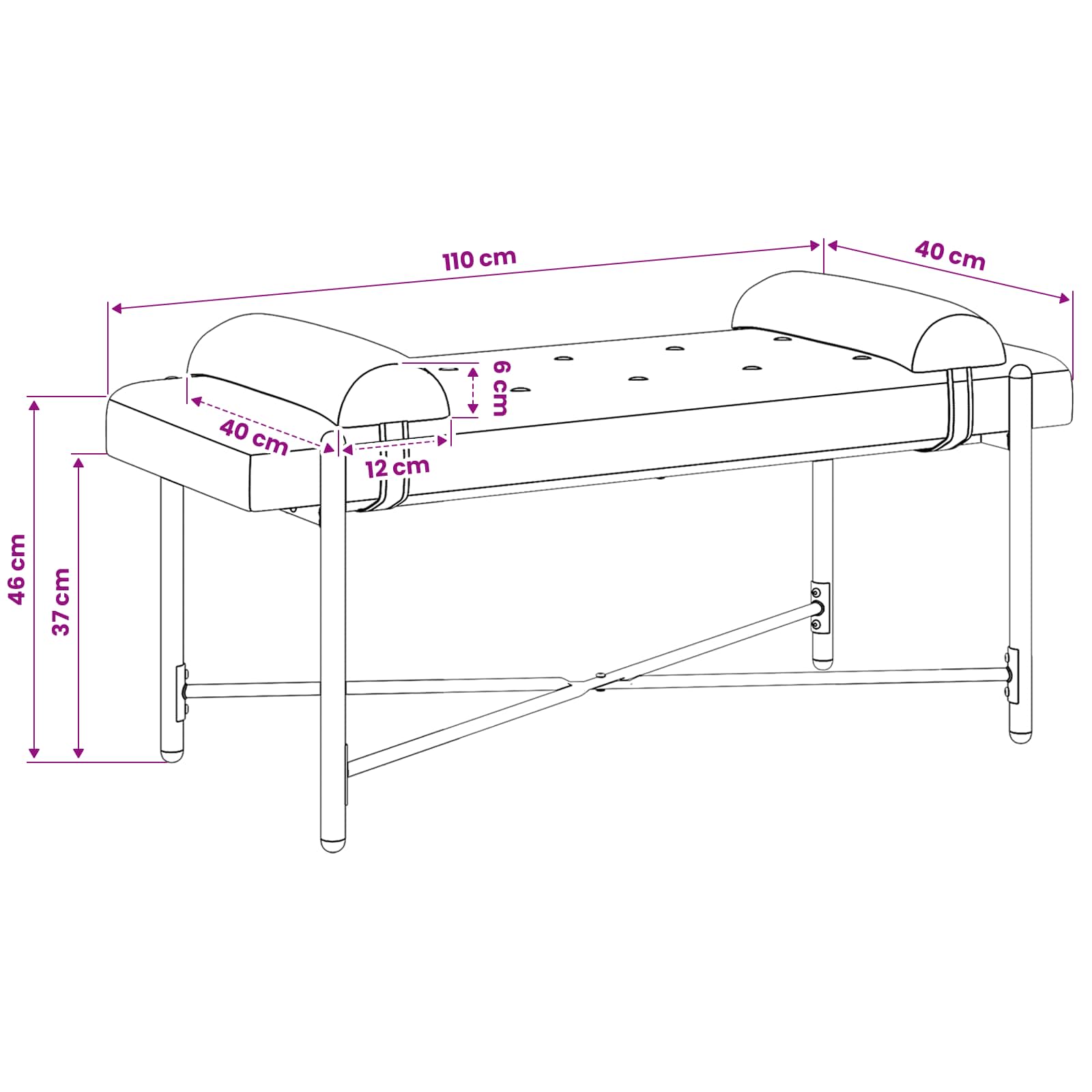 Παγκάκι με κουμπιά και μαξιλάρια Ροζ 110 x 40 x 46 cm Βελούδο - Image 11