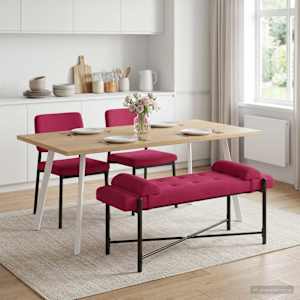 Lavice s knoflíky a polštáři Víno Červené 110 x 40 x 46 cm - obrázek 3
