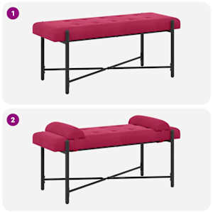 Lavice s knoflíky a polštáři Víno Červené 110 x 40 x 46 cm - obrázek 9