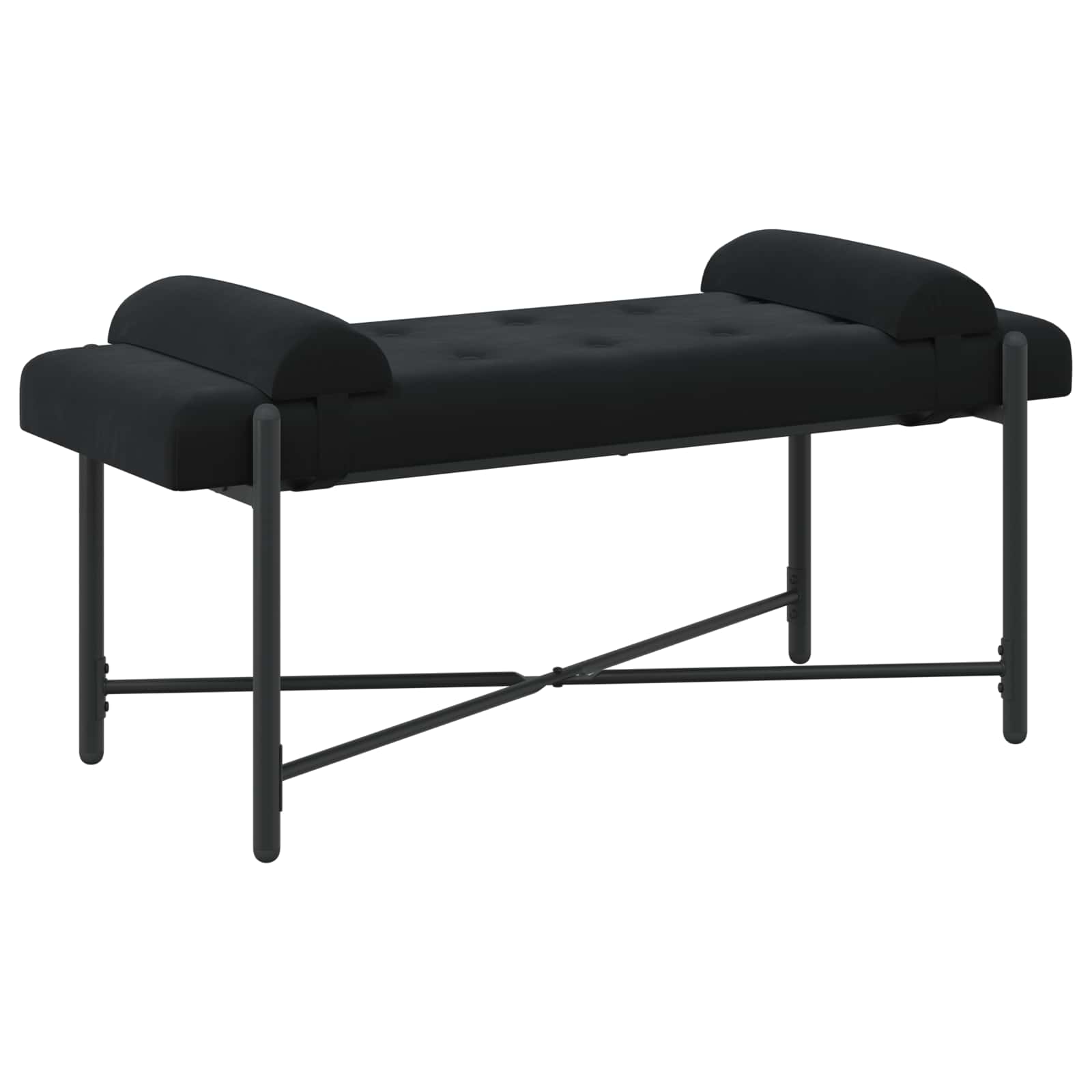 vidaXL Bancă cu butoane și perne Negru 110 x 40 x 46 cm Catifea