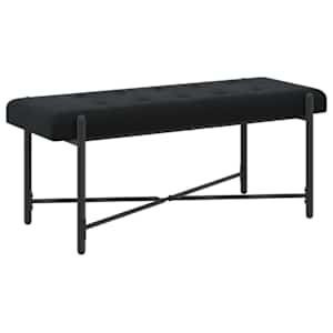 Lavice s knoflíky a polštáři Černá 110 x 40 x 46 cm Samet - obrázek 5