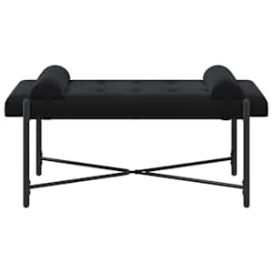 Lavice s knoflíky a polštáři Černá 110 x 40 x 46 cm Samet - obrázek 6