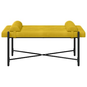 Lavice s knoflíky a polštáři Žlutá 110 x 40 x 46 cm Samet - obrázek 6