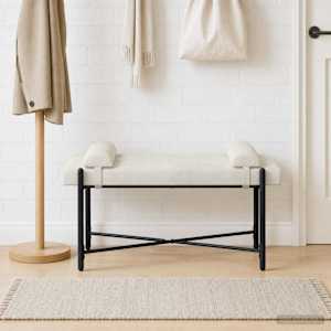 Lavice s knoflíky a polštáři Krémová 110 x 40 x 46 cm Samet - obrázek 3
