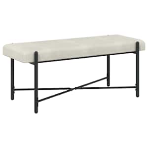 Lavice s knoflíky a polštáři Krémová 110 x 40 x 46 cm Samet - obrázek 6
