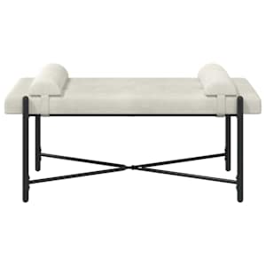 Lavice s knoflíky a polštáři Krémová 110 x 40 x 46 cm Samet - obrázek 7
