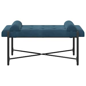 Lavice s knoflíky a polštáři Modrá 110 x 40 x 46 cm Samet - obrázek 5